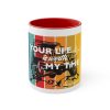 New Design Vertical Stripe Red Accent Mug